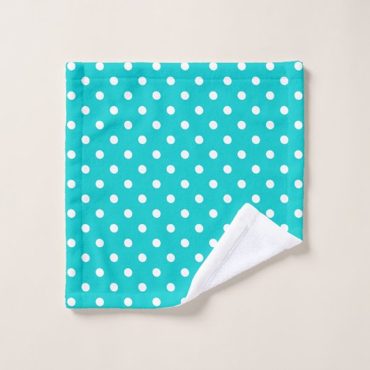 Aquamarin Polka Dot Badhandtuch Set (Waschlappen)