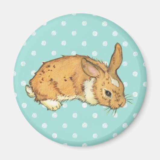 Aquamarin Polka Dot Bunny Magnet (Vorne)