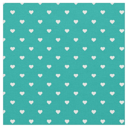 Aquamarin Polka Dot Hearts Stoff (Nahaufnahme)