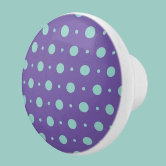 Aquamarin Polka Dot Keramik Knob - Spielender Pop Keramikknauf