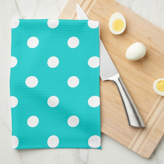 Aquamarin Polka Dot Küchentuch (Viertel Falte)