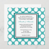 Aquamarin Polka Dot Wedding Einladung (Vorne/Hinten)