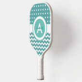 Aquamarin Polka Dot Zickzack Pickleball Schläger (Links)