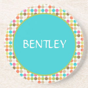 Aquamarin Polka Dots Personalisiert Drink Unterset Untersetzer