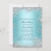 Aquamarin Princess Winter Wonderland Sweet 16 Einl Einladung (Rückseite)