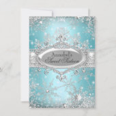 Aquamarin Princess Winter Wonderland Sweet 16 Einl Einladung (Vorderseite)