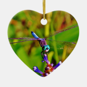 Aquamarin Rainbow Dragonfly Keramikornament