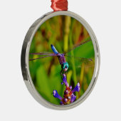 Aquamarin Rainbow Dragonfly Ornament Aus Metall (Rechts)