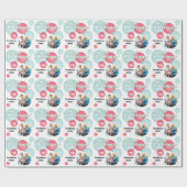 Aquamarin & Red Foto Weihnachtsbauble Geschenkpapier (Flach)