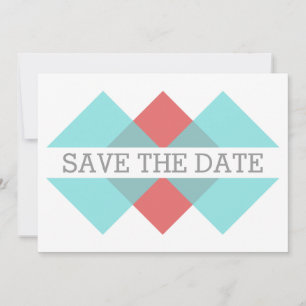 Aquamarin Red Geometric Triad Save the Date einlad