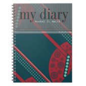 Aquamarin Red Modern Abstrakt CustomName Diary Not Notizblock (Vorderseite)