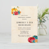 Aquamarin Red Orange Boho Pumpkins Bridesmaids Lun Einladung (Stehend Vorderseite)