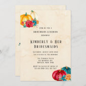 Aquamarin Red Orange Boho Pumpkins Bridesmaids Lun Einladung (Vorne/Hinten)