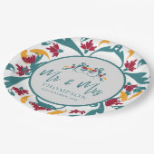 Aquamarin Red Ornamental Mr. Name Wedding Party Pappteller (Schrägansicht)