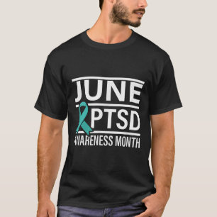 Aquamarin Ribbon June Ptsd Aufklärungsmonat T-Shirt