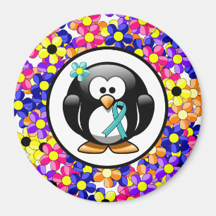 Aquamarin Ribbon Penguin Magnet