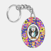 Aquamarin Ribbon Penguin Schlüsselanhänger (Vorderseite links)