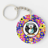 Aquamarin Ribbon Penguin Schlüsselanhänger (Vorderseite)
