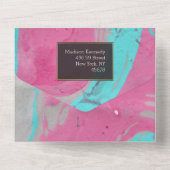 Aquamarin rosa Abstrakt in einer Einladung (Rückseite)