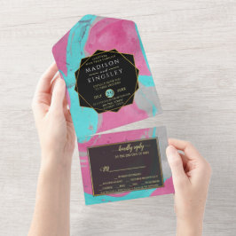 Aquamarin rosa Abstrakt in einer Einladung