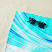 Aquamarin rosa Abstrakte Wellenmuster Mit Monogram Strandtuch (Beispiel)