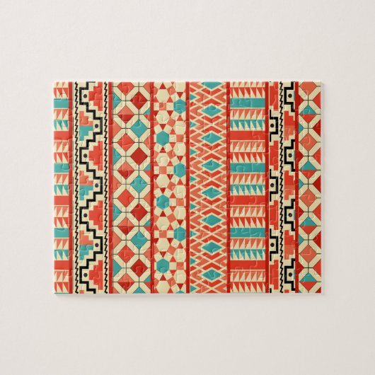 Aquamarin rosa Abstraktes Geo Aztec Tribal Print M Puzzle (Horizontal)
