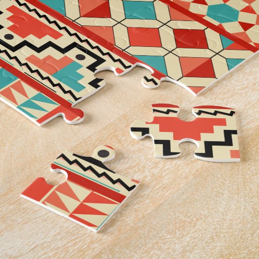 Aquamarin rosa Abstraktes Geo Aztec Tribal Print M Puzzle (Seite)