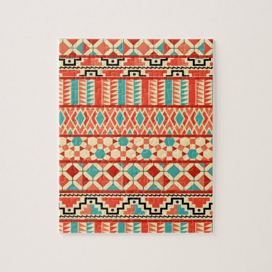 Aquamarin rosa Abstraktes Geo Aztec Tribal Print M Puzzle (Vertikal)