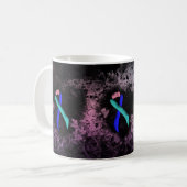 Aquamarin/rosa/blaue Schleife Herz Kaffeetasse (Vorderseite Links)
