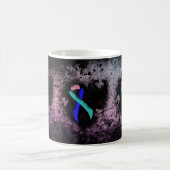 Aquamarin/rosa/blaue Schleife Herz Kaffeetasse (Mittel)