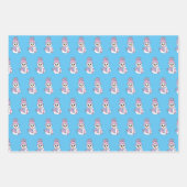 Aquamarin, rosa, blaue Schneemannsheihen Geschenkpapier Set (Vorderseite 2)
