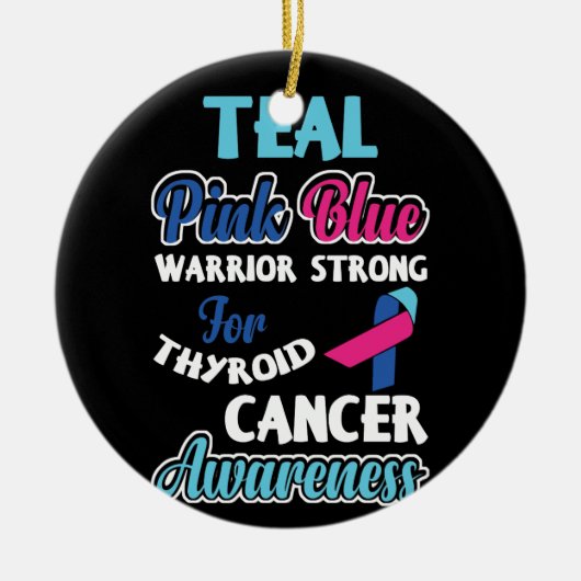 Aquamarin rosa Blauer Krieger stark gegen Schilddr Keramik Ornament (Vorne)