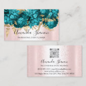 Aquamarin-rosa-Blume Rose-Gold-Logo-Event-Plan Visitenkarte (Vorne/Hinten)