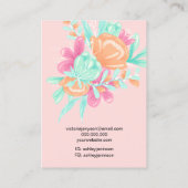 Aquamarin rosa Blumen Logo Schmuck Ohrring Halsket Visitenkarte (Rückseite)