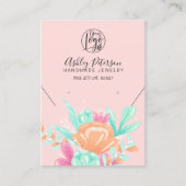Aquamarin rosa Blumen Logo Schmuck Ohrring Halsket Visitenkarte (Vorderseite)