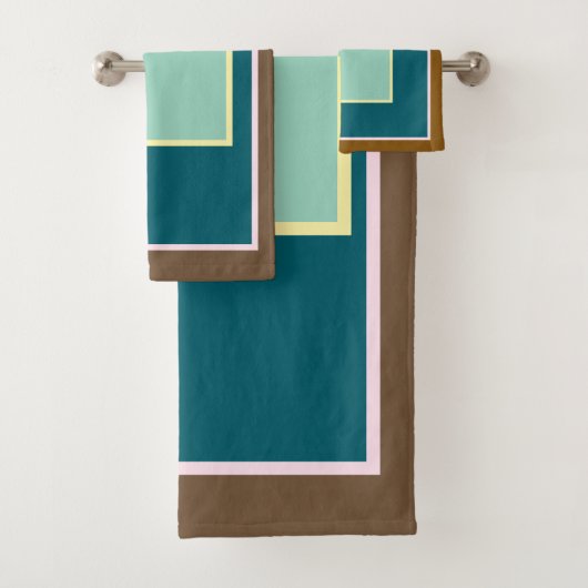 Aquamarin rosa, braun, Gemustertes Bad Badhandtuch Set (Insitu)