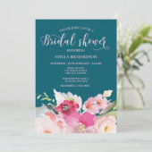 Aquamarin rosa Brautparty Einladung (Stehend Vorderseite)