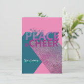 Aquamarin & rosa, Business-Urlaubskarte Einladung (Stehend Vorderseite)