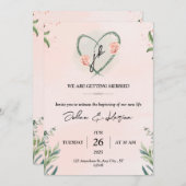 Aquamarin rosa Elegante Wasserfarben Einladung (Vorne/Hinten)