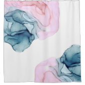 Aquamarin & rosa Ethereal Inky Fantasie Duschvorhang (Vorderseite)