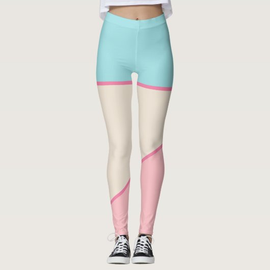 Aquamarin Rosa, gelb, pastellfarben Leggings (Vorderseite)