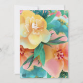 Aquamarin-rosa-gelbe Blütenlephant Kinderdusche Einladung (Rückseite)