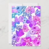 Aquamarin rosa Lila Blütenschmetterlingsdusche Einladung (Rückseite)