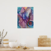 Aquamarin, rosa, Lila & Gold Abstrakter Alkohol am Poster (Küche)