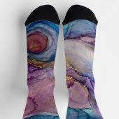 Aquamarin, rosa, Lila & Gold Abstrakter Alkohol am Socken (Oben)
