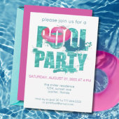 Aquamarin rosa Pool Party Splash Einladung