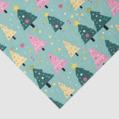 Aquamarin Rosa Retro Weihnachtsbäume Seidenpapier (Ausschnitt)
