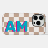 Aquamarin-rosa-Schattenmonogramm-Karton Case-Mate iPhone Hülle (Rückseite (Horizontal))