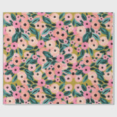 Aquamarin, rosa und goldene Flora Geschenkpapier (Flach)