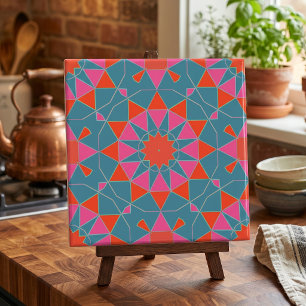 Aquamarin rosa und rot Stilvolles Mosaikmuster Fliese